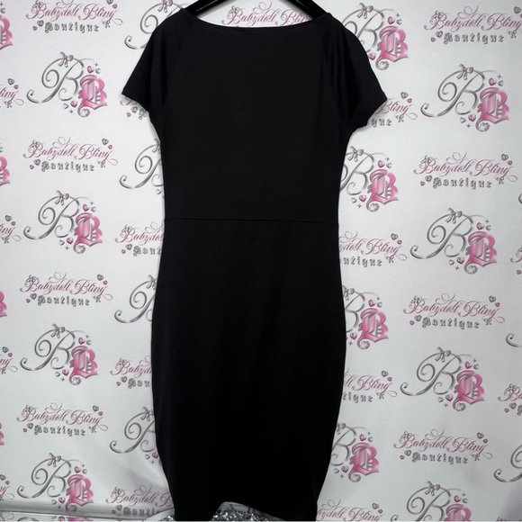 Bebe dress twist tie front tshirt black bling rhinestone Swarovski crystals y2k - Picture 4 of 6